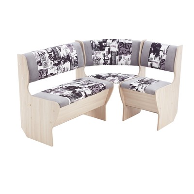 Кухонный уголок «А-5/3», без стола, 1350×980×800 мм, цвет ясень шимо светлый/форест 09/сити