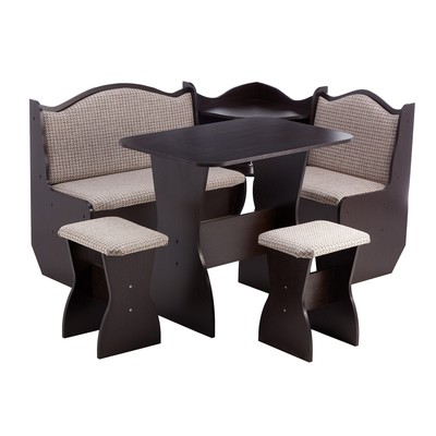 Кухонный уголок «А-1», со столом, с табуретами, цвет венге тёмный/рогожка тёмная