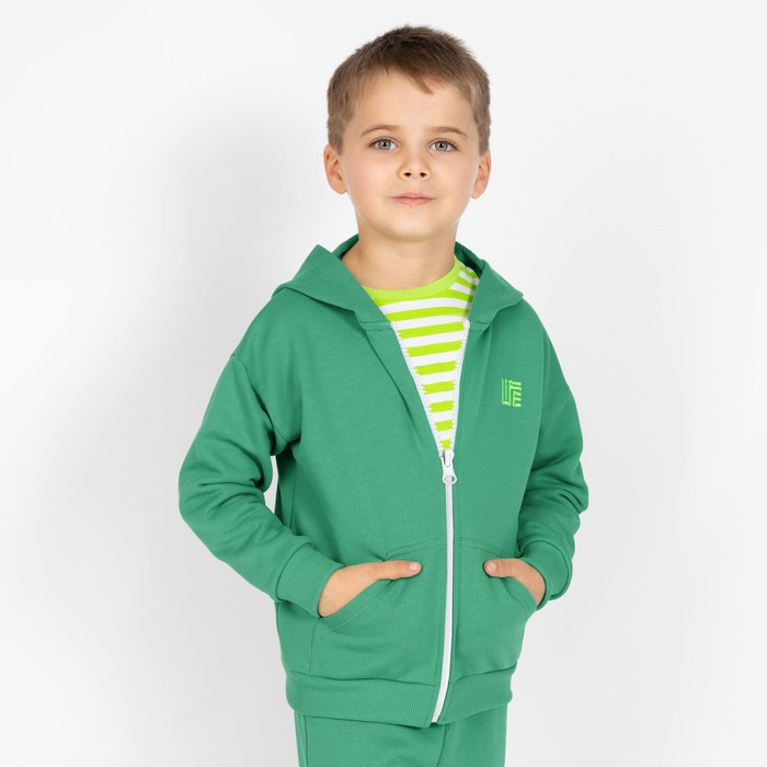 Толстовка с капюшоном для мальчика, рост 104 см, цвет зелёный