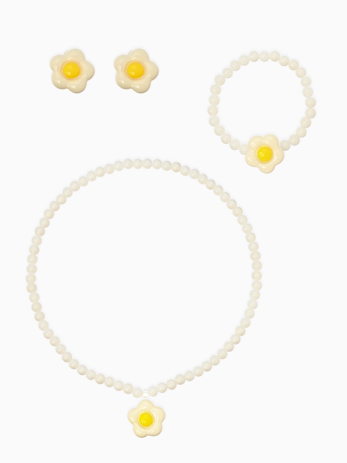 Набор детский Выбражулька «Ромашка» 3 предмета: клипсы, кулон, браслет d=5 см МИКС