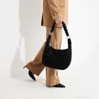 Сумка - мешок женская на молнии, 33×23×8 см, чёрная - Фото 9