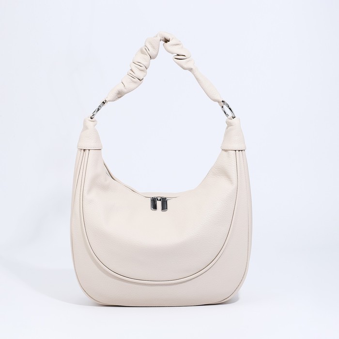 Сумка - мешок женская на молнии, 33×23×8 см, светло-бежевая - Фото 1