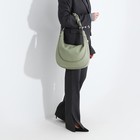 Сумка-мешок на молнии, наружный карман, длинный ремень, цвет зелёный - Фото 8