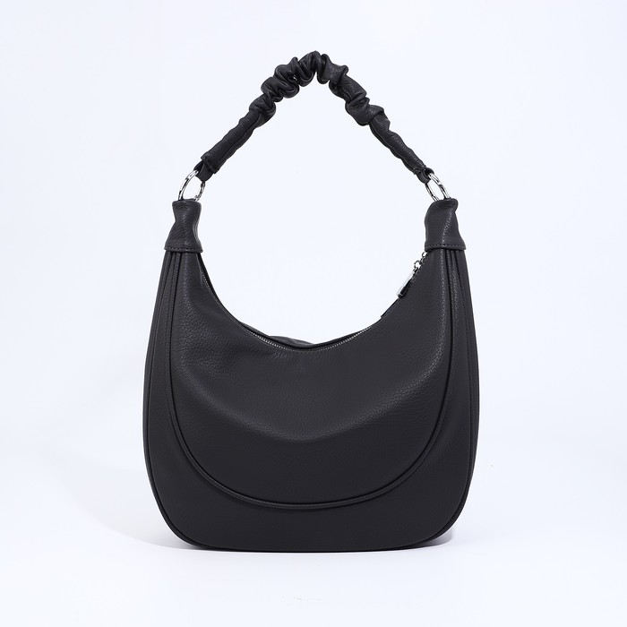 Сумка - мешок женская на молнии, 34×32×7 см, тёмно-серая - Фото 1