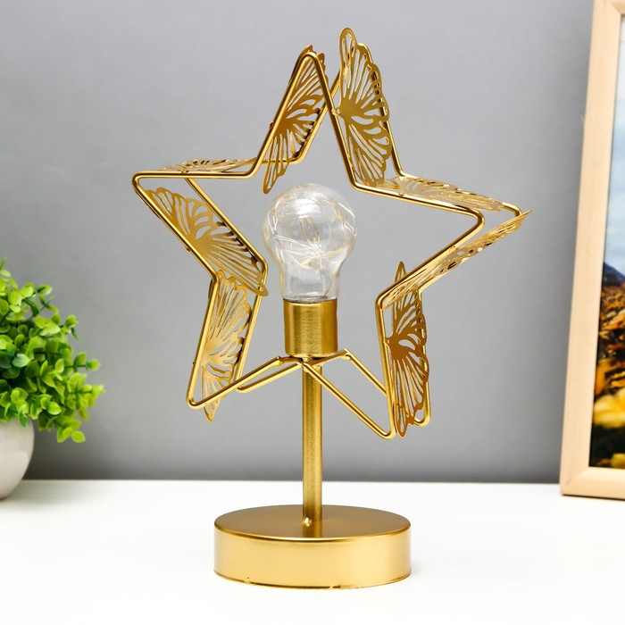 Ночник «Звезда» LED от батареек 3хАА золото 22×11×28 см RISALUX - Фото 1