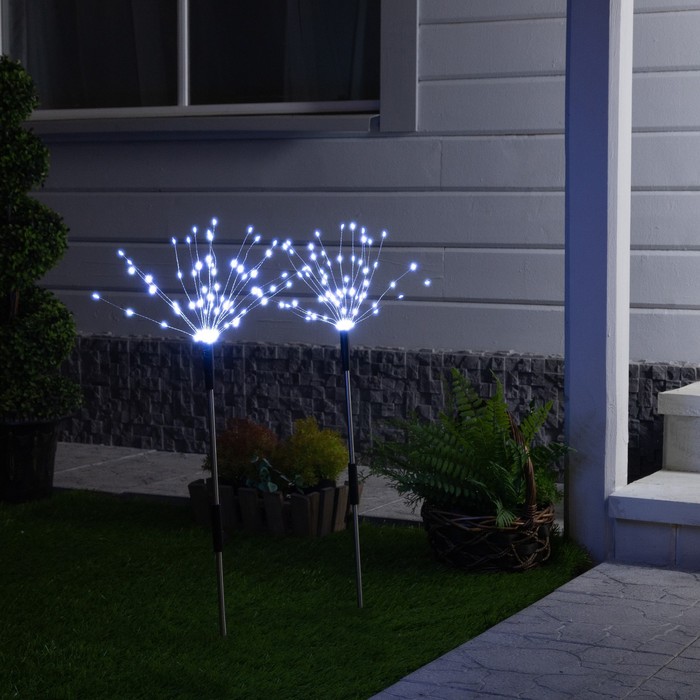 Садовый светильник на солнечной батарее «Одуванчики» 2 шт., 78 см, 160 LED, свечение белое