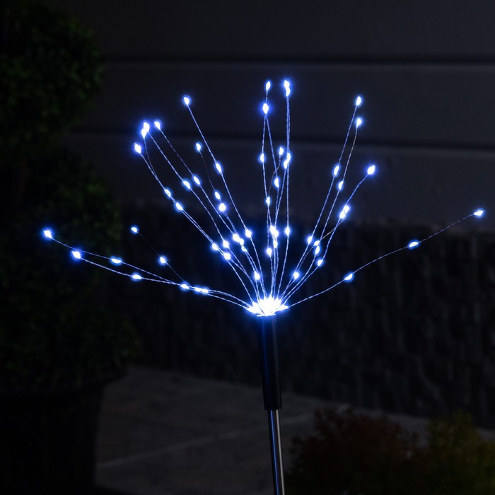 Садовый светильник на солнечной батарее «Одуванчики» 2 шт., 78 см, 160 LED, свечение белое - фото 1900370497