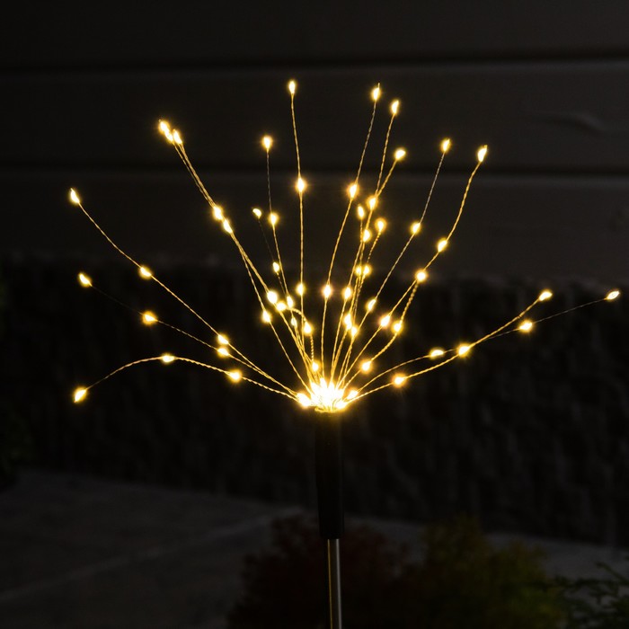 Садовый светильник на солнечной батарее «Одуванчики» 2 шт., 78 см, 160 LED, свечение тёплое белое - фото 1900370506