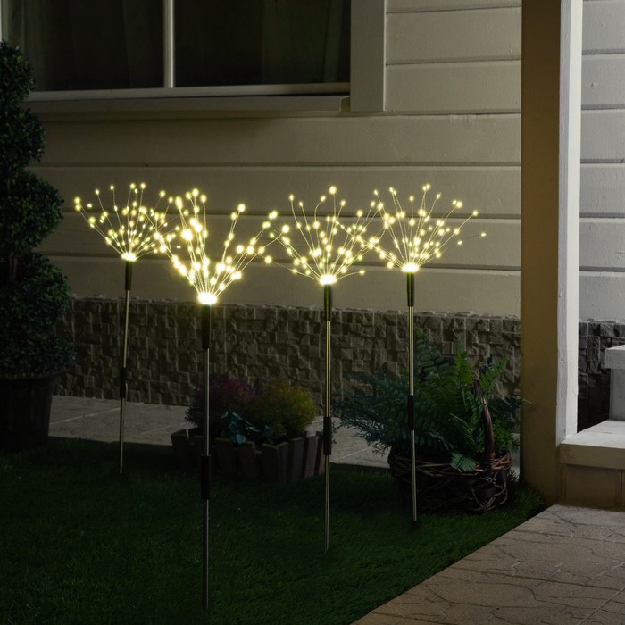 Садовый светильник на солнечной батарее «Одуванчики» 4 шт., 78 см, 320 LED, свечение тёплое белое