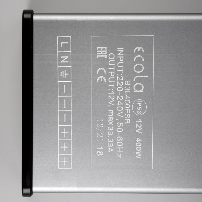 Блок питания Ecola для светодиодной ленты 12 В, 400 Вт, IP53 - фото 1911918173