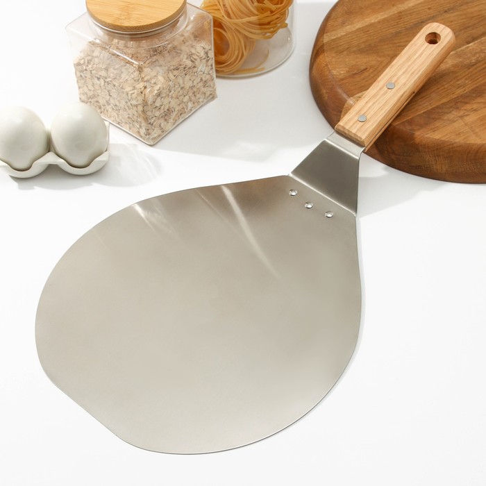 Лопатка для пиццы Доляна «Салем», 44,5×25×6 см, рабочая часть d=25 см, сталь, дерево