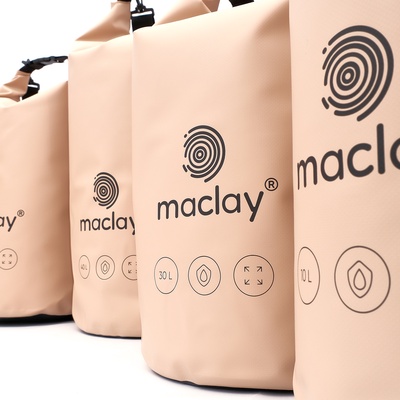 Гермомешок туристический maclay, 30 л, 500D, с лямкой, бежевый