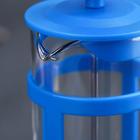 Чайник заварочный френч - пресс Доляна «Классика», 350 мл, стекло, цвет синий - Фото 2
