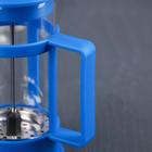 Чайник заварочный френч - пресс Доляна «Классика», 350 мл, стекло, цвет синий - Фото 3