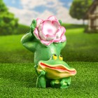Садовая фигура "Лягушонок с цветком" 26х24см - фото 319378467