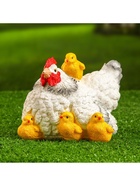 Садовая фигура из полистоуна «Курица белая с цыплятами», 21×16×14 см 9577992