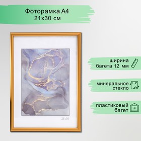 Фоторамка пластик "Радуга" 21х30 см, золото матовое 9467324