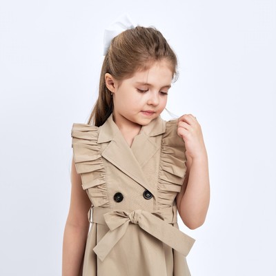 Платье детское двубортное KAFTAN, размер 36 (134-140 см), бежевое