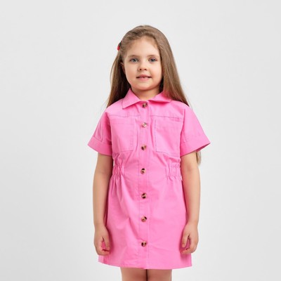 Платье для девочки с карманами KAFTAN: Summer cotton, ярко-розовое, рост 134-140 см