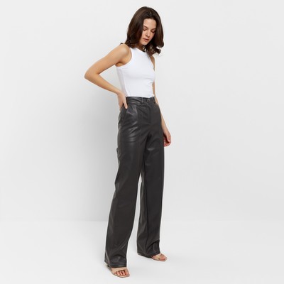 Брюки женские из экокожи MINAKU: Eco leather, цвет графит, размер 48