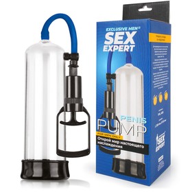 Помпа для пениса Sex Expert, вакуумная, поршневая, 20 х 5,5 см, ABS, прозрачная