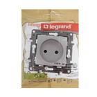 Розетка Legrand Etika 1-м, б/з, со шторками, винтовые клеммы, 16А, 250 В, Алюминий 9487594 - фото 16534390