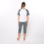 Комплект женский «Wake up» (футболка/бриджи), цвет серо-зелёный, размер 46 - Фото 7