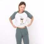 Комплект женский «Wake up» (футболка/бриджи), цвет серо-зелёный, размер 48 9488370