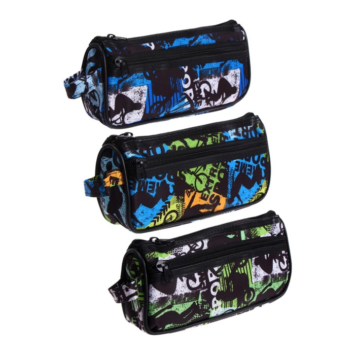 Пенал школьный на молнии Calligrata «Спорт», 2 отделения, с принтом, текстиль, МИКС - Фото 1