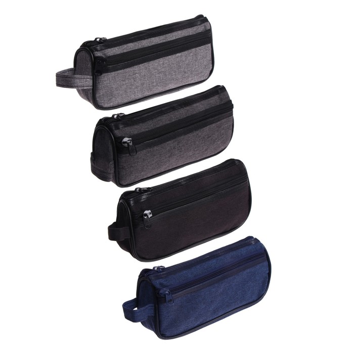 Пенал школьный на молнии Calligrata «Джинс», 2 отделения, текстиль, МИКС - Фото 1