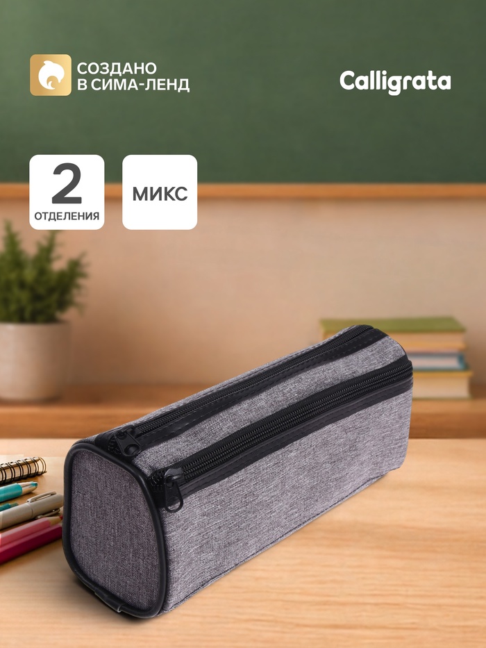 Пенал школьный на молнии Calligrata «Джинс», 2 отделения, МИКС - Фото 1