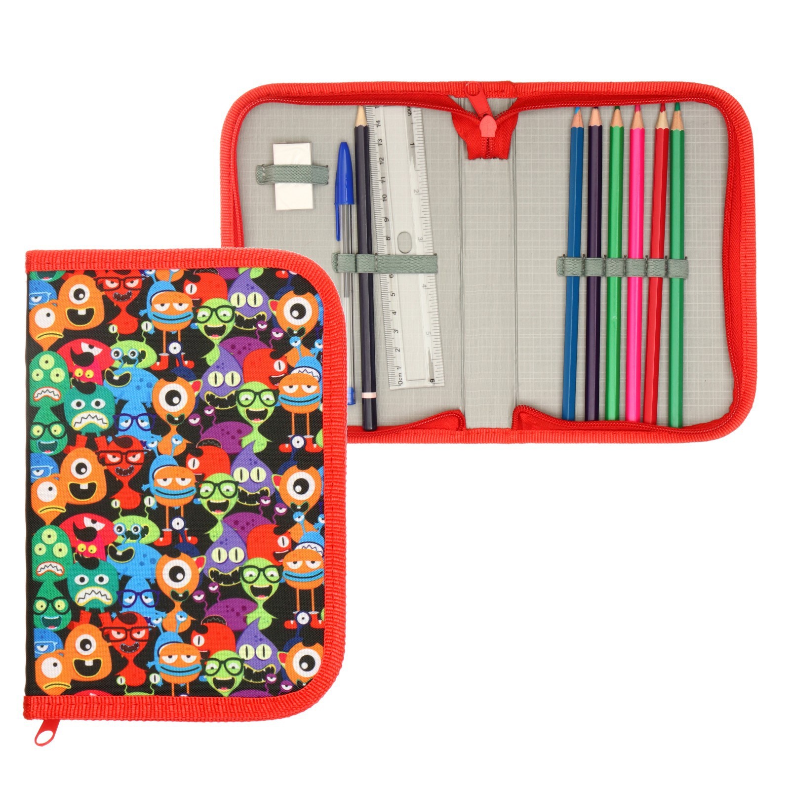 Пенал школьный "Монстрики", 13 х 19,5 см, на молнии, 1 секция, с ...