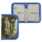 Пенал школьный Calligrata «Танк», 13×19.5 см, 1 секция, на молнии, ткань, зелёный с синей отделкой - Фото 1