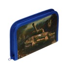 Пенал школьный Calligrata «Танк», 13×19.5 см, 1 секция, на молнии, ткань, зелёный с синей отделкой - Фото 3