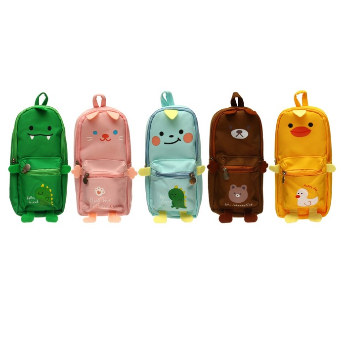 Пенал школьный на молнии Calligrata «Зверушки», 2 отделения, МИКС - Фото 1