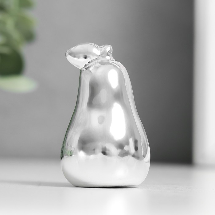 Фигурка керамика «Груша», серебро, 3.4×3.4×5.5 см - Фото 1