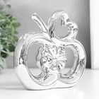 Сувенир керамика "Яблоко с цветком и сердцем" серебро 13х6х15 см - Фото 3