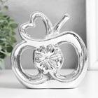 Сувенир керамика "Яблоко с цветком и сердцем" серебро 13х6х15 см - Фото 4