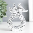 Сувенир керамика "Птица на груше" серебро 6,8х3,7х10,3 см - фото 319380110