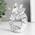 Сувенир керамика "Птица на яблоке" серебро 10,3х3,3х10,3 см - Фото 2