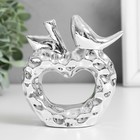 Сувенир керамика "Птица на яблоке" серебро 10,3х3,3х10,3 см - Фото 3