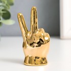 Сувенир керамика "Рука - Мир" золото 4х2,7х7,5 см - фото 9277549