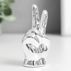 Сувенир керамика "Рука - Мир" серебро 4х2,7х7,5 см - фото 9277554
