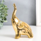 Сувенир керамика "Слон - хобот вверх" золото 8х5,3х14 см - фото 10392473