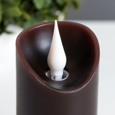 Светодиодная свеча, ночник LED RISALUX «Тёмная», 1 Вт, от батареек 2×АА, венге, 5×5×12 см