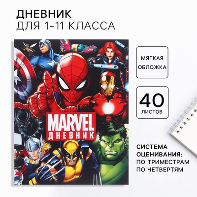 Дневник для 1-11 класса, в мягкой обложке, 40 л., Мстители