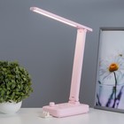 Настольная лампа «Эра» LED 8 Вт 3000К-6000К диммер 2 розетки 2хUSB2.0 розовый 10×28×33 см RISALUX 946 - Фото 2