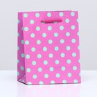 Пакет подарочный "Горох на розовом", 11,5 х14,5 х 6,5 см - фото 319380496