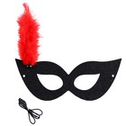 Карнавальная маска «Леди» с красным пером - фото 10393075