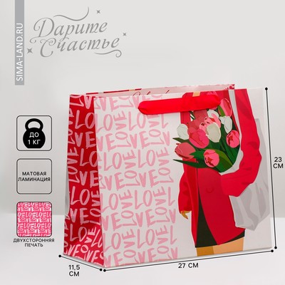 Пакет подарочный ламинированный двухсторонний, упаковка, «Стиль», ML 23×27×11.5 см